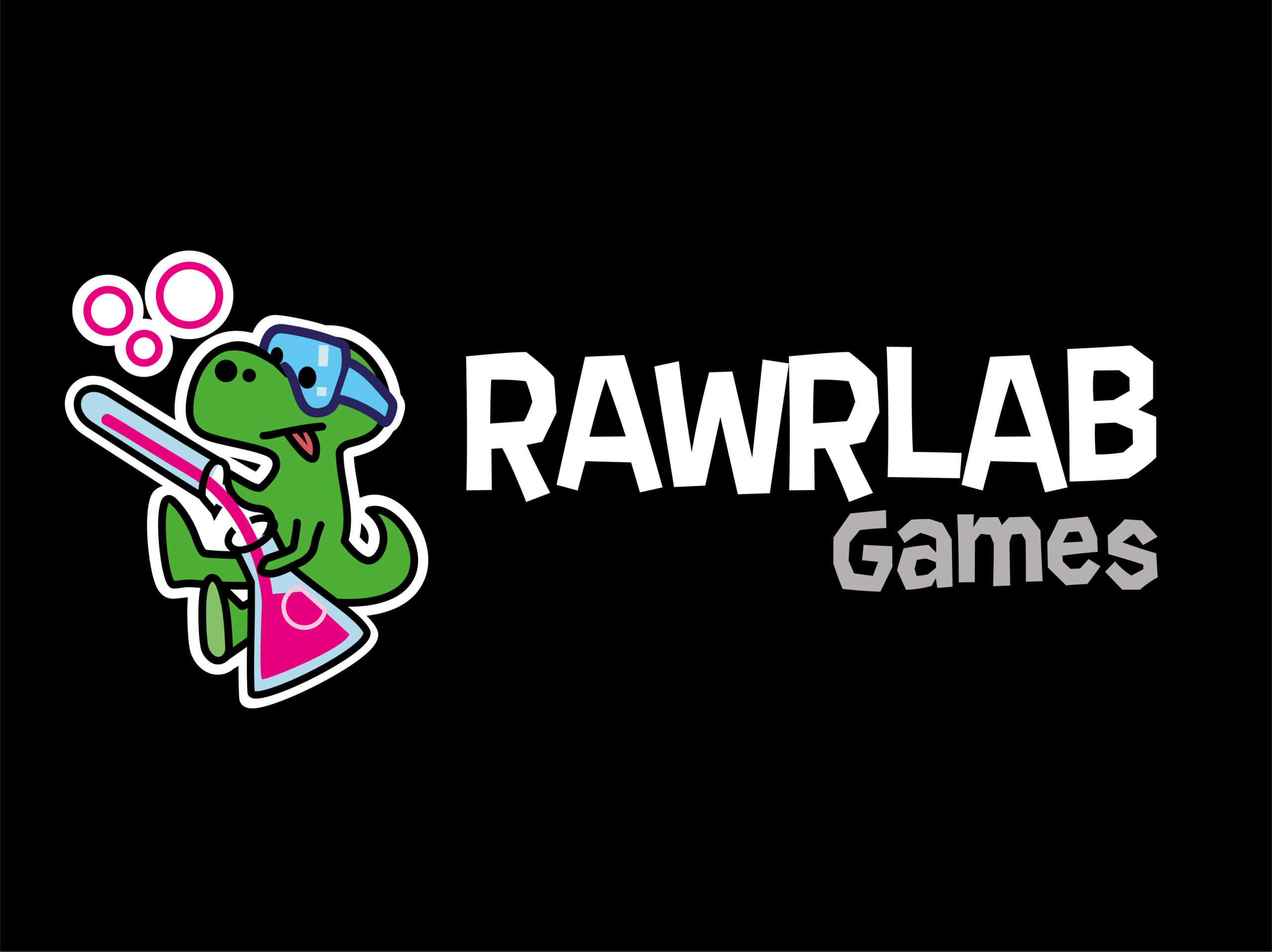 nuevo logotipo RAWRLAB Games - fondo negro